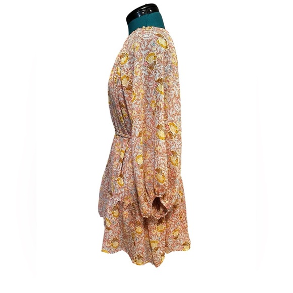 Tallula Kate Metallic Floral Belted Boho Mini Dress Size Small - Picture 6 of 12